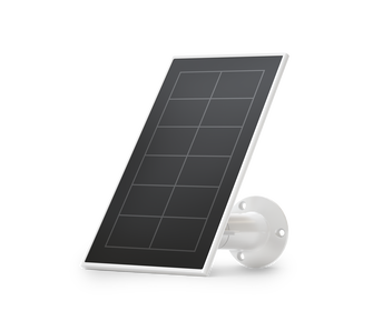 Arlo Essential Solar Panel, in white, facing left 
