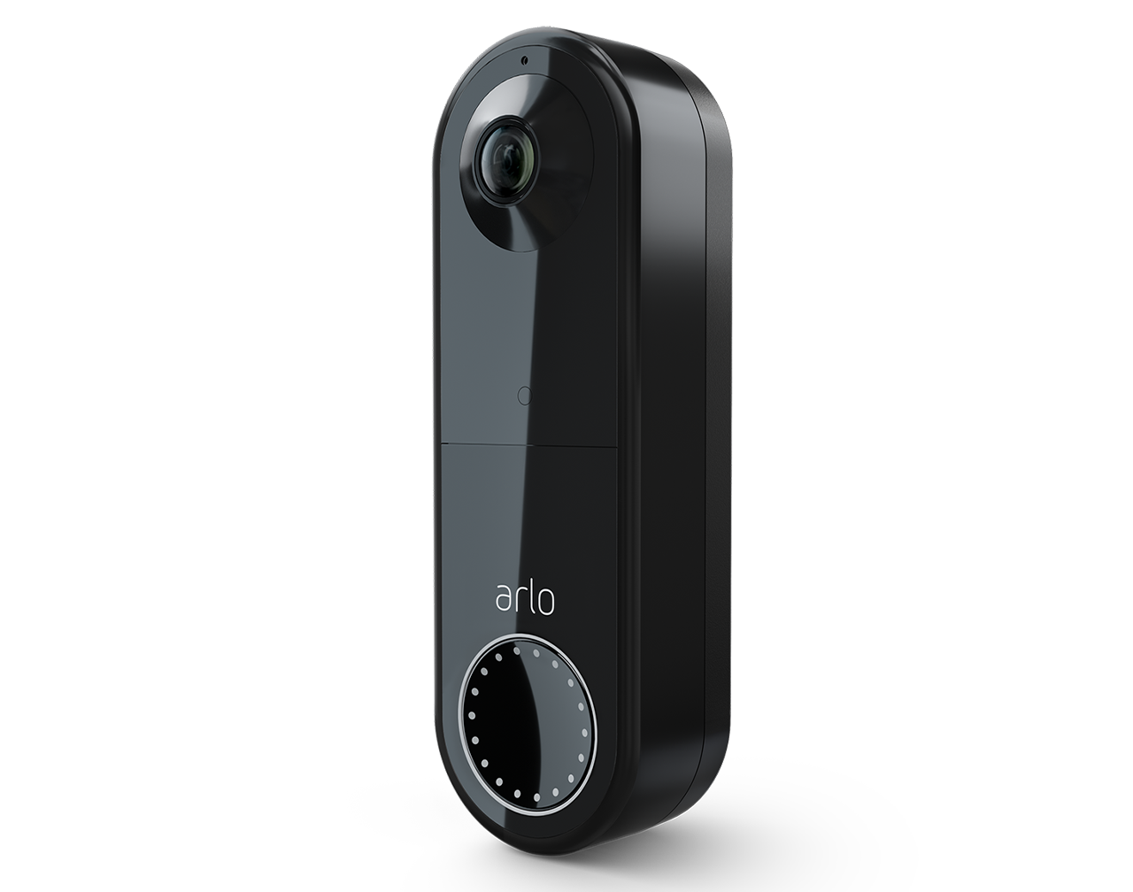 Arlo Video Doorbell Wire Free Black diagonally facing